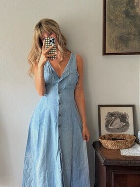 vintage denim maxi dress